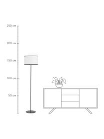 Lampa podłogowa z lnianym kloszem Claudette, Biały, czarny, Ø 40 x W 165 cm