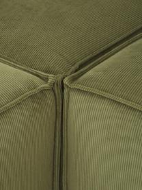 Narożna sofa modułowa ze sztruksu z pufem Lennon (4-osobowa), Tapicerka: sztruks (92% poliester, 8, Stelaż: lite drewno sosnowe z cer, Nogi: tworzywo sztuczne, Zielony sztruks, S 327 x G 207 cm
