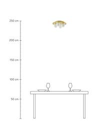 Stropná lampa z opálového skla Hitch, Mosadzné odtiene, biela, Ø 36, V 12 cm