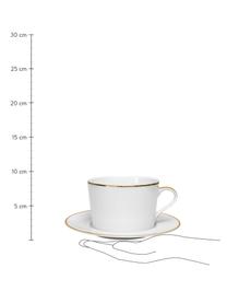 Tasse à café porcelaine avec bord dorée Ginger, 2 pièces, Porcelaine, Blanc avec bordure dorée, Ø 17 x haut. 8 cm, 370 ml
