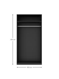 Modulaire draaideurkast Leon in zwart, 100 cm breed, diverse varianten, Frame: met melamine beklede spaa, Zwart, Basis interieur, hoogte 200 cm