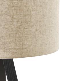 Lámpara de pie trípode de madera maciza Jake, estilo escandinavo, Pantalla: lino, Cable: plástico, Crema, negro, Ø 60 x Al 150 cm