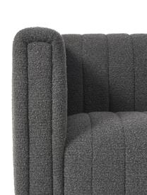 Divano 3 posti in bouclé color antracite con piedini in legno Antonio, Rivestimento: bouclé (100% poliestere) , Struttura: legno massiccio, compensa, Gambe: legno di quercia, Bouclè antracite, Larg. 217 x Alt. 71 cm