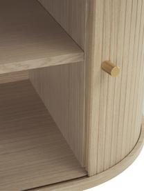 Credenza in legno con frontale scanalato Calary, Gambe: legno massiccio di querci, Legno chiaro, Larg. 160 x Alt. 75 cm