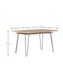 Stół do jadalni Aero, rozkładany, Nogi: metal lakierowany, Drewno dębowe, S 134 do 175 x G 90 cm