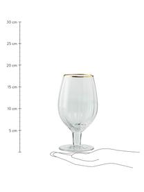 Set van 4 bierglazen Claudine, Glas, Transparant, goudkleurig, Ø 10 x H 18 cm, 580 ml