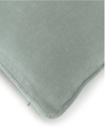 Federa cuscino divano in velluto verde salvia Dana, 100% velluto di cotone, Verde salvia, Larg. 50 x Lung. 50 cm