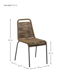 Sedia da giardino intrecciata Lambton 2 pz, Seduta: intreccio di polietilene, Struttura: metallo verniciato a polv, Nero, marrone chiaro, Larg. 49 x Prof. 59 cm