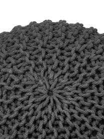 Pouf en tricot main Dori, Gris foncé, Ø 55 x haut. 35 cm