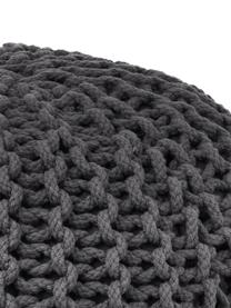 Pouf a maglia fatto a mano grigio scuro Dori, Rivestimento: 100% cotone, Grigio scuro, Ø 55 x Alt. 35 cm