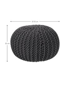 Pouf en tricot fait main Dori, Gris foncé, Ø 55 x haut. 35 cm