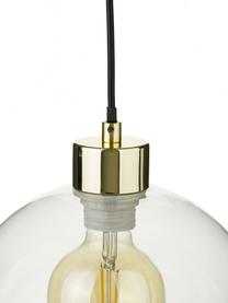 Kleine Pendelleuchte Irina aus Glas, Lampenschirm: Glas, Baldachin: Metall, galvanisiert, Dekor: Metall, galvanisiert, Gold, Ø 24 x H 22 cm
