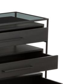 Cassettiera con piano in vetro Lyle, Struttura e maniglie: metallo verniciato a polv, Nero, Larg. 100 x Alt. 82 cm