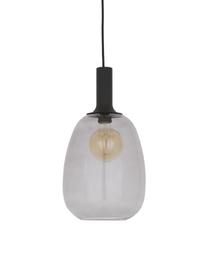 Kleine hanglamp Alton van glas, Lampenkap: glas, Baldakijn: gecoat metaal, Zwart, grijs, transparant, Ø 23 x H 43 cm