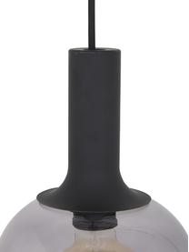 Kleine hanglamp Alton van glas, Lampenkap: glas, Baldakijn: gecoat metaal, Zwart, grijs, transparant, Ø 23 x H 43 cm
