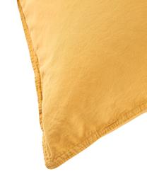 Taie d'oreiller en coton délavé Darlyn, Jaune moutarde, larg. 50 x long. 70 cm