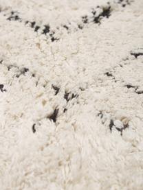 Tapis en coton à franges, tufté main Fionn, 100 % coton, Beige, noir, larg. 160 x long. 230 cm