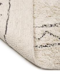 Tapis en coton à franges, tufté main Fionn, 100 % coton, Beige, noir, larg. 160 x long. 230 cm
