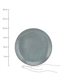 Assiettes à dessert artisanales Nordic Sea, 4 pièces, Grès cérame, Tons gris et bleus, Ø 20 x haut. 3 cm