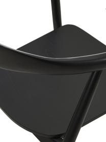 Houten fauteuil Angelina in zwart, Frame: essenhout, multiplex, gel, Eikenhout, zwart gelakt, B 57 x H 80 cm