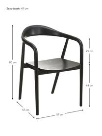 Sedia in legno con braccioli Angelina, Legno di frassino laccato, certificato FSC
Compensato verniciato, certificato FSC, Nero, Larg. 57 x Alt. 80 cm