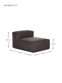 Modulo centrale in pelle riciclata Lennon, Rivestimento: pelle riciclata (70% pell, Struttura: legno di pino massiccio, , Piedini: plastica I piedini si tro, Pelle grigio-marrone, Larg. 89 x Prof. 119 cm