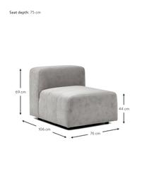 Módulo central sofá Lena, Tapizado: tejido (88% poliéster, 12, Estructura: madera de pino, contracha, Patas: plástico, Tejido gris plata, An 76 x F 106 cm