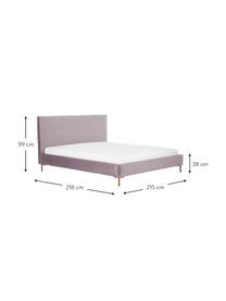 Samt-Polsterbett Peace in Mauve, Korpus: Massives Kiefernholz und , Bezug: Polyestersamt 290 g/m² so, Füße: Metall, pulverbeschichtet, Samt Mauve, 200 x 200 cm