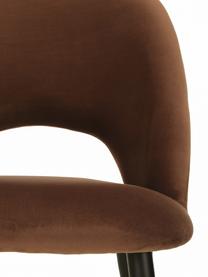 Krzesło tapicerowane z aksamitu Rachel, Tapicerka: aksamit (100% poliestr) D, Nogi: metal malowany proszkowo, Brązowy aksamit, S 53 x G 57 cm