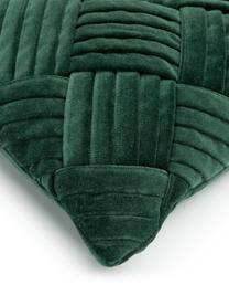 Samt-Kissenhülle Sina mit Strukturmuster, Samt (100 % Baumwolle), Dunkelgrün, B 45 x L 45 cm