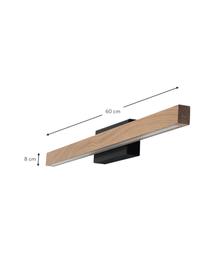 LED-Wandleuchte Aqua Viva aus Eichenholz, Lampenschirm: Eichenholz, geölt, FSC-ze, Schwarz, Helles Holz, B 60 x H 8 cm