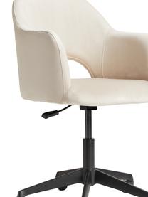 Silla de oficina con reposabrazos de terciopelo Rachel, altura regulable, Tapizado: terciopelo (poliéster) Al, Patas: metal con pintura en polv, Terciopelo blanco crema, An 65 x F 68 cm