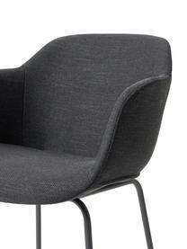 Židle s područkami s úzkým skořepinovým sedákem Fiji, Černá, Š 58 cm, H 56 cm