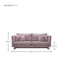 Sofá cama Triplo (3 plazas), con espacio de almacenamiento, Tapizado: 100% poliéster con tacto , Patas: metal pintado, Estructura: madera maciza, aglomerado, Tejido rosa, An 216 x F 105 cm