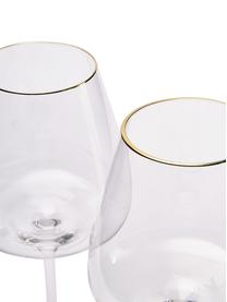 Mundgeblasene Rotweingläser Ellery mit Goldrand, 4 Stück, Glas, Transparent mit Goldrand, Ø 11 x H 23 cm