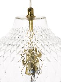 Lampadario piccolo in vetro Lee, Paralume: vetro, Baldacchino: metallo cromato, Trasparente, ottonato, Ø 27 x Alt. 33 cm