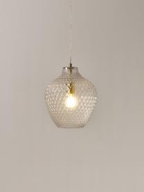 Lámpara de techo pequeña de vidrio Lee, Pantalla: vidrio, Anclaje: metal cromado, Cable: plástico, Transparente, latón, Ø 27 x Al 33 cm