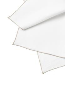 Serviettes de table en lin avec passepoil Kennedy, 4 pièces, 100 % lin lavé, certifié European Flax, Blanc, larg. 45 x long. 45 cm