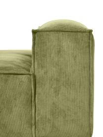 Chaise longue module Lennon van corduroy, Bekleding: corduroy (92% polyester, , Frame: massief grenenhout, multi, Poten: kunststof, Corduroy groen, B 150 x H 68 cm, rugleuning rechts