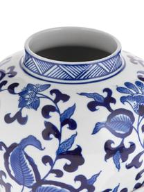 Porcelánová váza s vekom Annabelle, Porcelán, Biela, modrá, Ø 16 x 26 cm