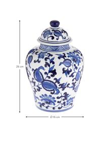 Porcelánová váza s víčkem Annabelle, Porcelán, Modrá, bílá, Ø 16 cm, V 26 cm