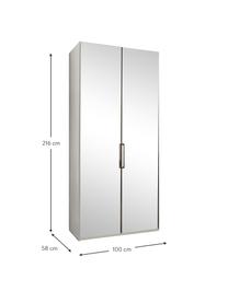 Šatníková skriňa so zrkadlovými dverami Monaco, 2-dverová, Biela, so zrkadlovými dverami, Š 100 x V 216 cm