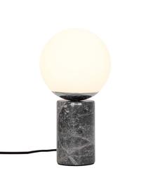 Kleine Tischlampe Lilly mit Marmorfuß, Lampenschirm: Glas, Lampenfuß: Marmor, Cremeweiß, Grau, marmoriert, Ø 15 x H 29 cm