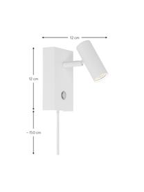 Kleine Dimmbare LED-Wandleuchte Omari mit Stecker, Lampenschirm: Metall, beschichtet, Weiß, B 7 x H 12 cm