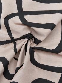 Perkal-Bettdeckenbezug Malu aus Bio-Baumwolle in Taupe/Schwarz, Webart: Perkal Fadendichte 144 TC, Taupe, Schwarz, B 200 x L 200 cm