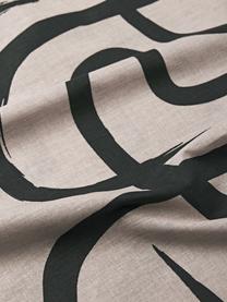 Housse de couette en percale de coton Malu, Taupe, noir, larg. 200 x long. 200 cm