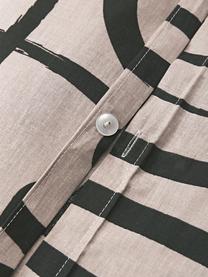 Housse de couette en percale de coton Malu, Taupe, noir, larg. 200 x long. 200 cm