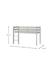 Halbhochkinderbett Eco Comfort aus Kiefernholz, 70 x 160 cm, Massives Kiefernholz, FSC-zertifiziert, Schichtholz, Grau, B 70 x L 160 cm