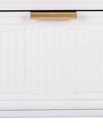 Consolle in legno con cassetto scanalato Janette, Bianco, dorato, Larg. 85 x Alt. 77 cm