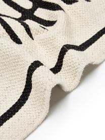 Handgewebter Baumwollteppich Rita in Beige/Schwarz mit dekorativen Quasten, Beige, Schwarz, B 70 x L 140 cm (Größe XS)